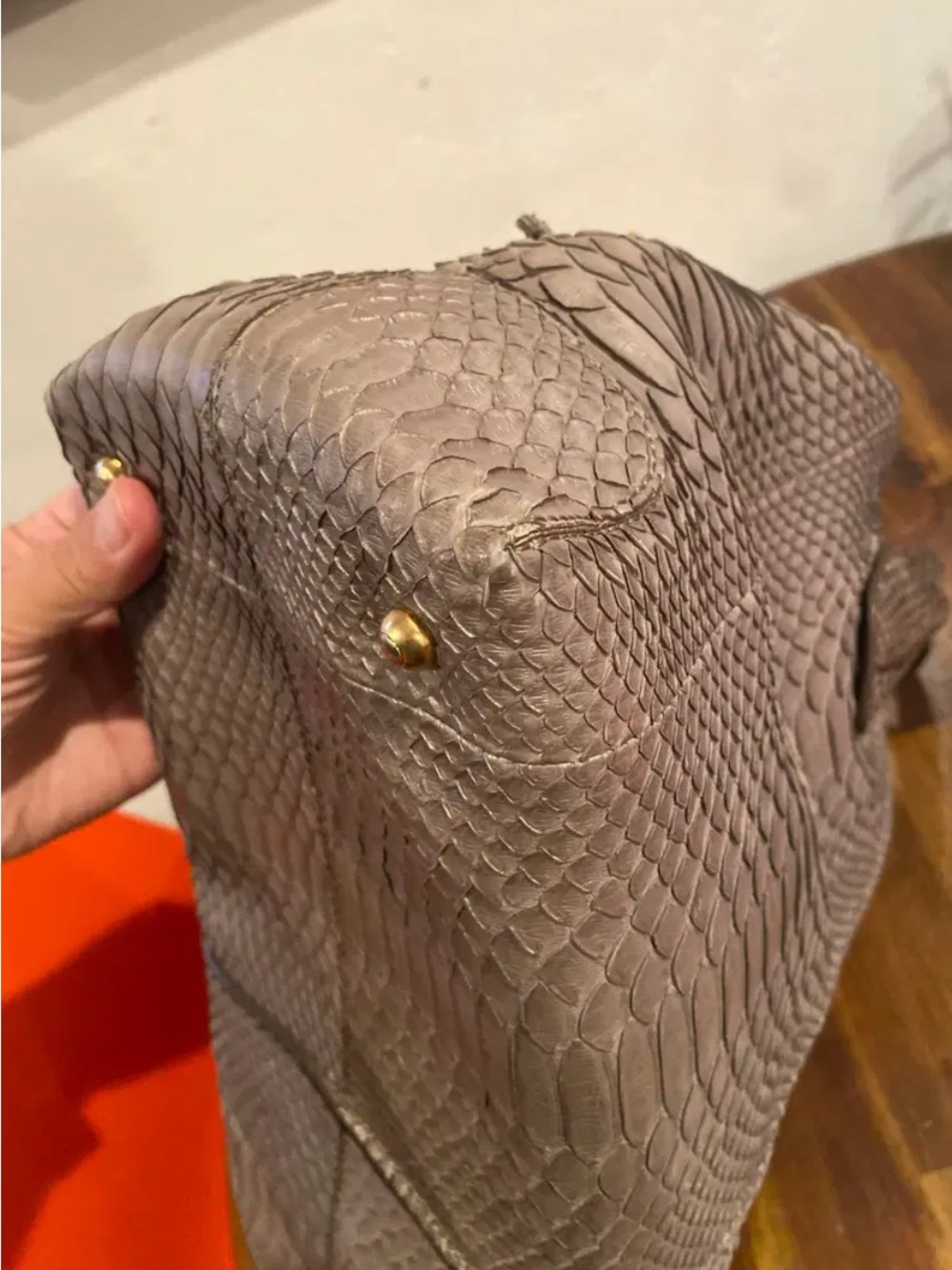 TOD'S Silver-Gray Python Leather Tote - Picture 10 of 10